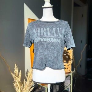 NIRVANA Gray Short Sleeve Crop Tee